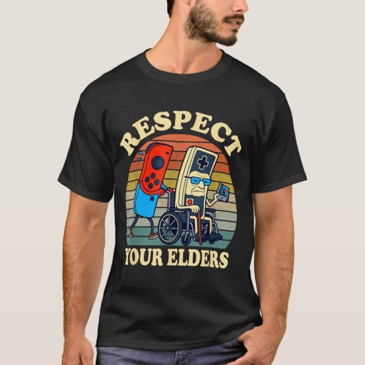 Respect Your Elders Gaming Control 80s Retro Funny T-shirt (Voorkant)