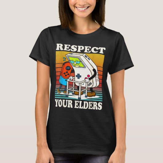 Respect Your Elders Gaming Control 80s Retro Funny T-shirt (Voorkant)