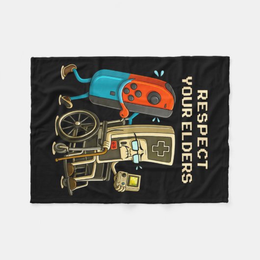 Respect Your Elders Gaming Control Retro Funny Gam Fleece Deken (Voorkant (Horizontaal))