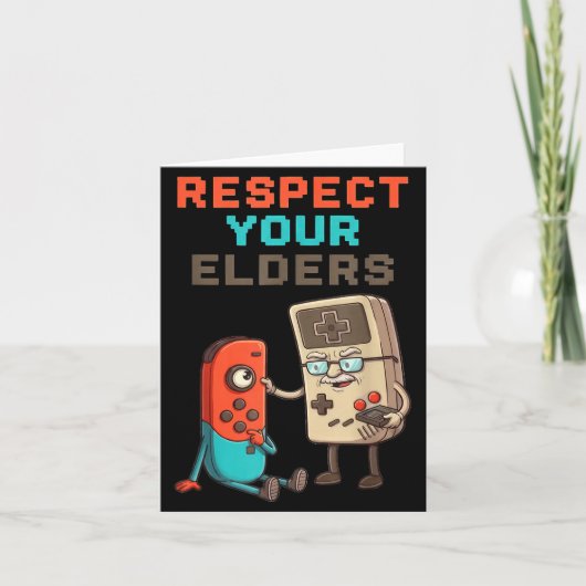 Respect Your Elders Gaming Control Retro Funny Gam Kaart (Voorkant)