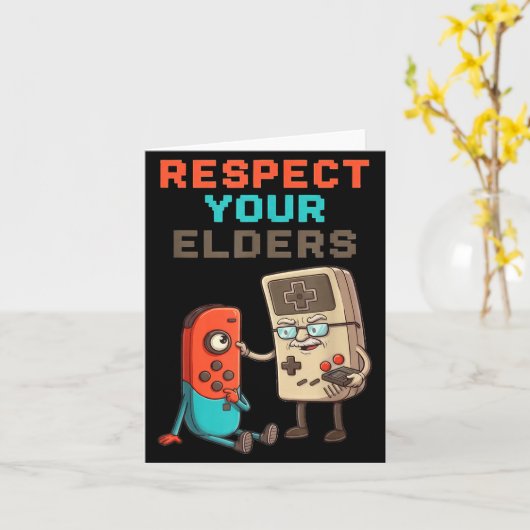 Respect Your Elders Gaming Control Retro Funny Gam Kaart (Gele Bloem)