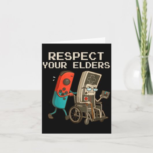 Respect Your Elders Gaming Control Retro Funny Gam Kaart (Voorkant)