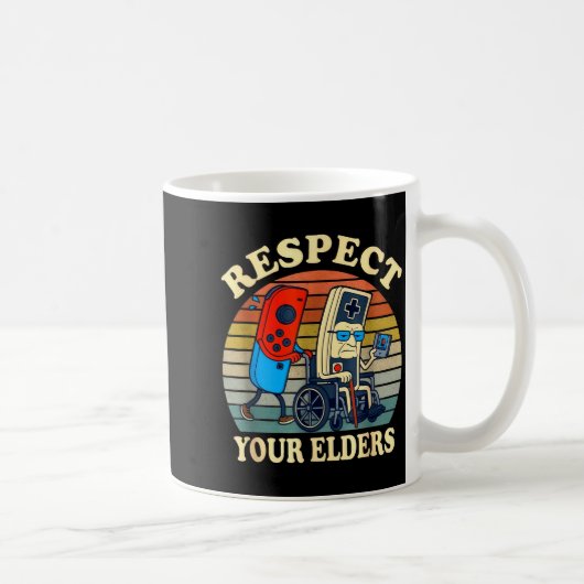 Respect Your Elders Gaming Control Retro Funny Gam Koffiemok (Rechts)