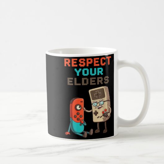 Respect Your Elders Gaming Control Retro Funny Gam Koffiemok (Rechts)