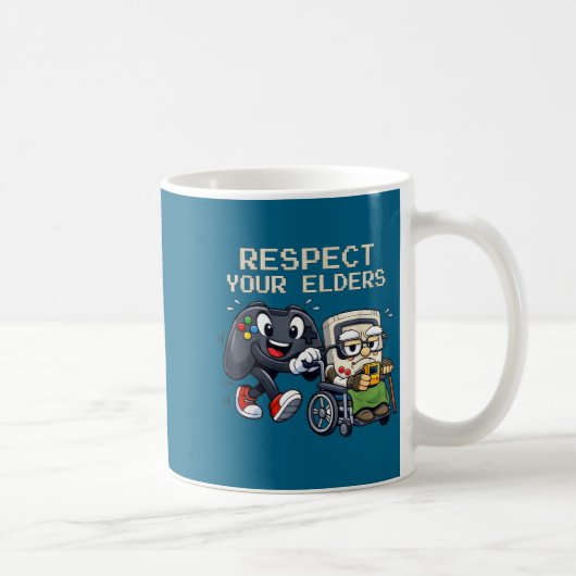 Respect Your Elders Gaming Control Retro Funny Gam Koffiemok (Rechts)