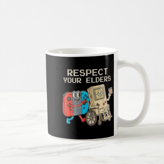Respect Your Elders Gaming Control Retro Funny Gam Koffiemok (Rechts)
