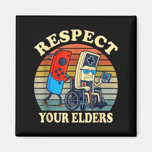 Respect Your Elders Gaming Control Retro Funny Gam Magneet (Voorkant)