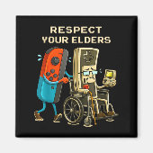 Respect Your Elders Gaming Control Retro Funny Gam Magneet (Voorkant)