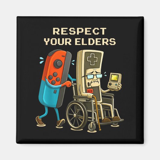 Respect Your Elders Gaming Control Retro Funny Gam Magneet (Voorkant)