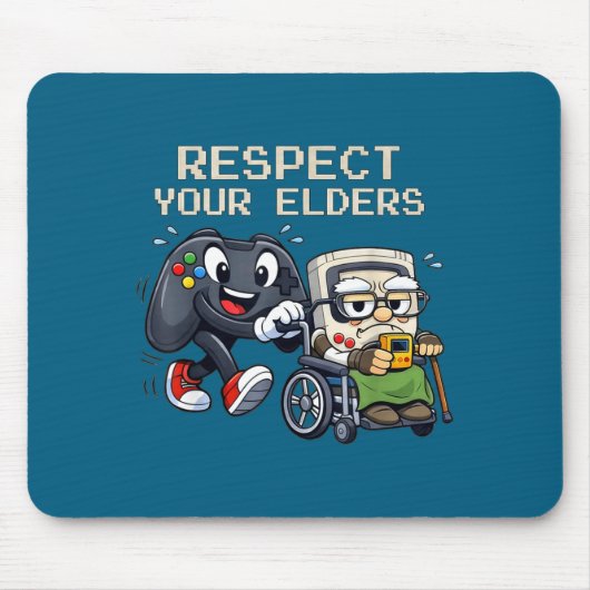 Respect Your Elders Gaming Control Retro Funny Gam Muismat (Voorkant)