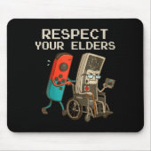 Respect Your Elders Gaming Control Retro Funny Gam Muismat (Voorkant)