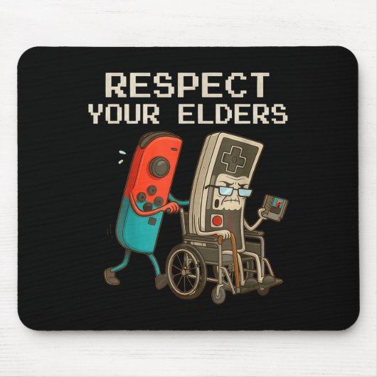 Respect Your Elders Gaming Control Retro Funny Gam Muismat (Voorkant)