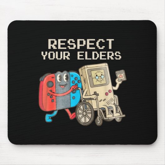 Respect Your Elders Gaming Control Retro Funny Gam Muismat (Voorkant)