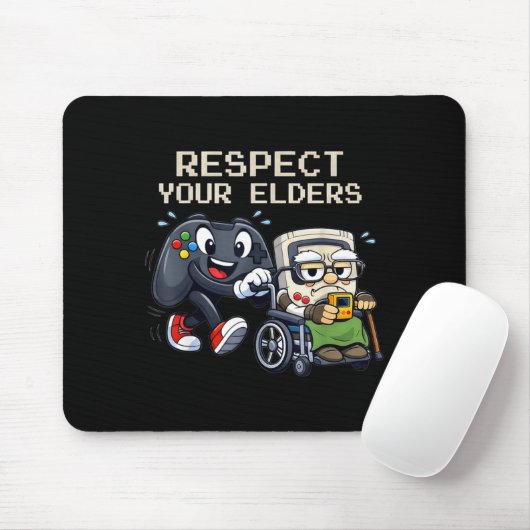 Respect Your Elders Gaming Control Retro Funny Gam Muismat (Met muis)