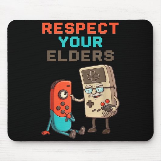 Respect Your Elders Gaming Control Retro Funny Gam Muismat (Voorkant)
