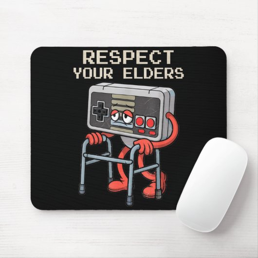 Respect Your Elders Gaming Control Retro Funny Gam Muismat (Met muis)