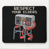 Respect Your Elders Gaming Control Retro Funny Gam Muismat (Voorkant)