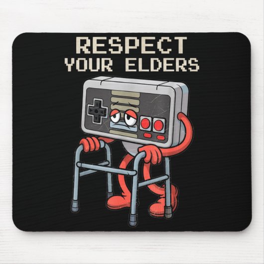 Respect Your Elders Gaming Control Retro Funny Gam Muismat (Voorkant)