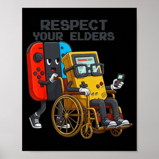 Respect Your Elders Gaming Control Retro Funny Gam Poster (Voorkant)