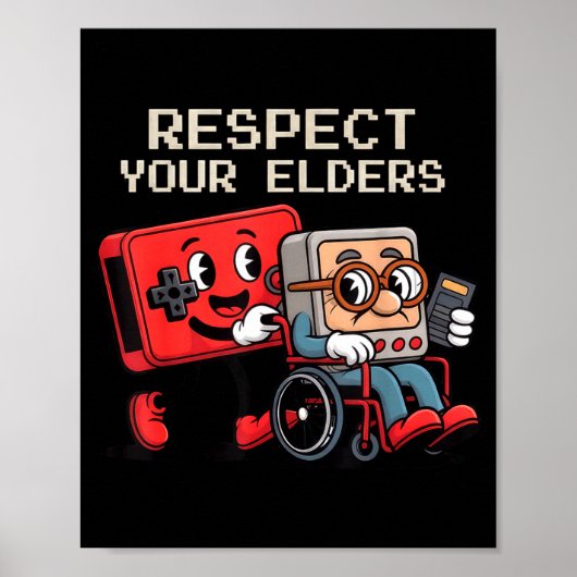 Respect Your Elders Gaming Control Retro Funny Gam Poster (Voorkant)