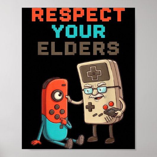 Respect Your Elders Gaming Control Retro Funny Gam Poster (Voorkant)