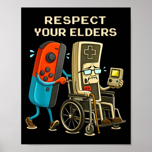 Respect Your Elders Gaming Control Retro Funny Gam Poster (Voorkant)