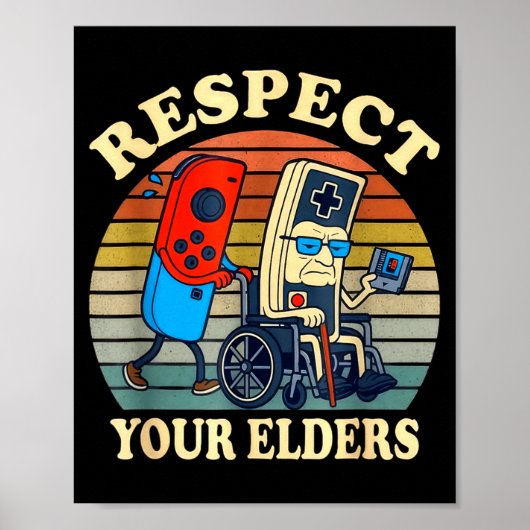 Respect Your Elders Gaming Control Retro Funny Gam Poster (Voorkant)