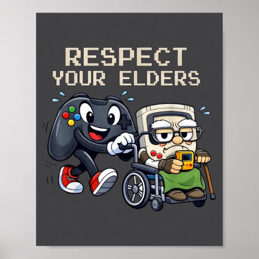 Respect Your Elders Gaming Control Retro Funny Gam Poster (Voorkant)