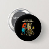 Respect Your Elders Gaming Control Retro Funny Gam Ronde Button 5,7 Cm (Voorkant /achterkant)