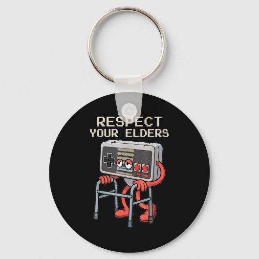 Respect Your Elders Gaming Control Retro Funny Gam Sleutelhanger (Voorkant)