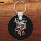Respect Your Elders Gaming Control Retro Funny Gam Sleutelhanger (Voorkant)
