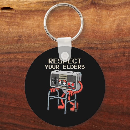 Respect Your Elders Gaming Control Retro Funny Gam Sleutelhanger (Voorkant)