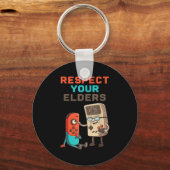 Respect Your Elders Gaming Control Retro Funny Gam Sleutelhanger (Voorkant)