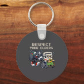 Respect Your Elders Gaming Control Retro Funny Gam Sleutelhanger (Voorkant)