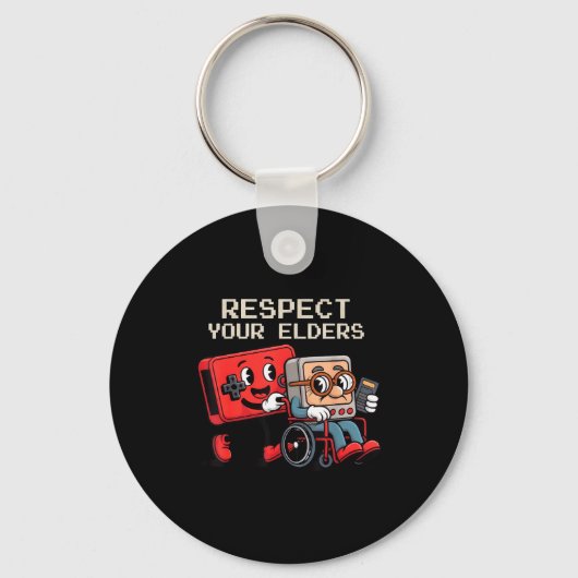 Respect Your Elders Gaming Control Retro Funny Gam Sleutelhanger (Voorkant)