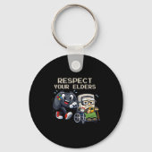 Respect Your Elders Gaming Control Retro Funny Gam Sleutelhanger (Voorkant)