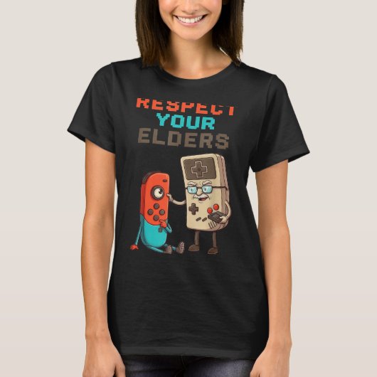 Respect Your Elders Gaming Control Retro Funny Gam T-shirt (Voorkant)
