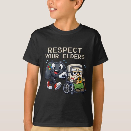 Respect Your Elders Gaming Control Retro Funny Gam T-shirt (Voorkant)