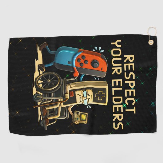 Respect Your Elders Gaming Control Retro Funny Golfhanddoek (Horizontaal)