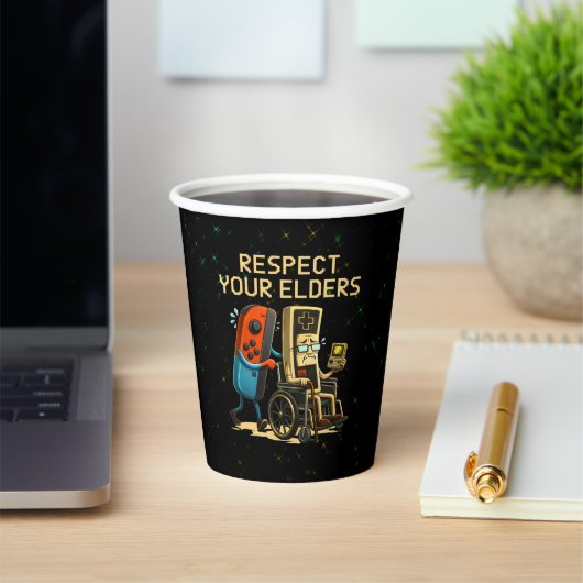 Respect Your Elders Gaming Control Retro Funny Papieren Bekers (Insitu)