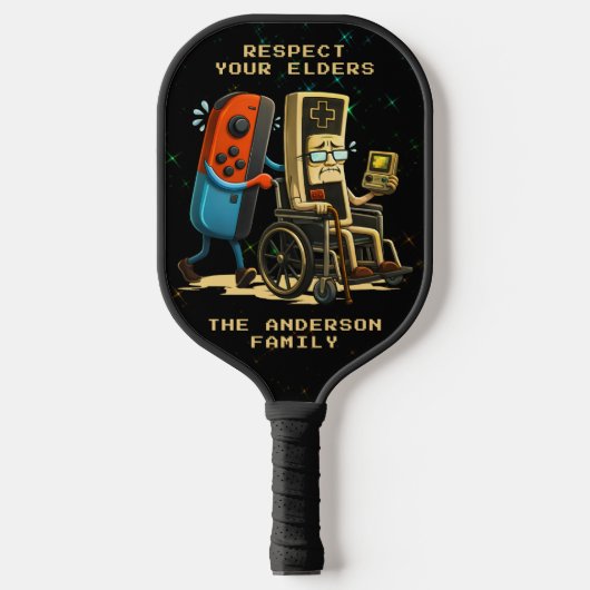 Respect Your Elders Gaming Control Retro Funny Pickleball Paddle (Voorkant)