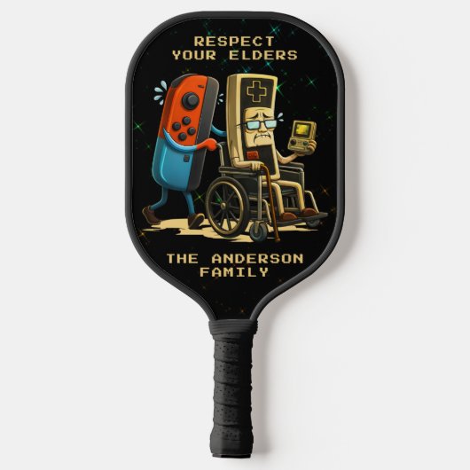 Respect Your Elders Gaming Control Retro Funny Pickleball Paddle (Achterkant)