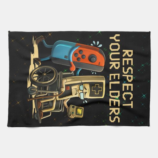 Respect Your Elders Gaming Control Retro Funny Theedoek (Horizontaal)