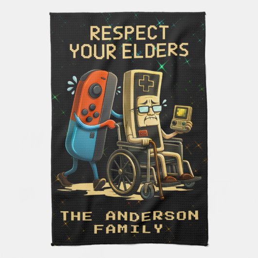 Respect Your Elders Gaming Control Retro Funny Theedoek (Verticaal)