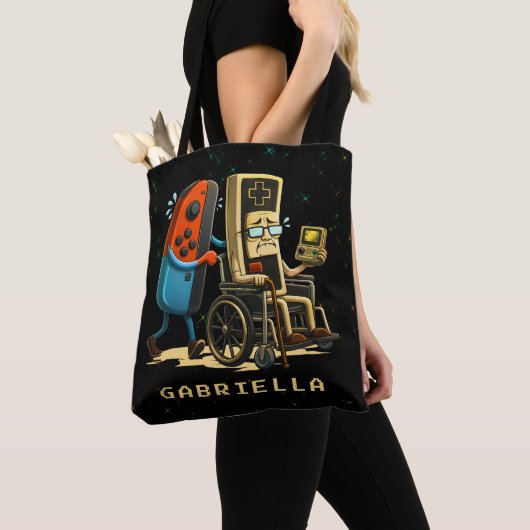 Respect Your Elders Gaming Control Retro Funny Tote Bag (Dichtbij)