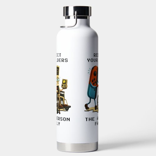 Respect Your Elders Gaming Control Retro Funny Waterfles (Rechts)