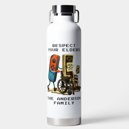 Respect Your Elders Gaming Control Retro Funny Waterfles (Voorkant)