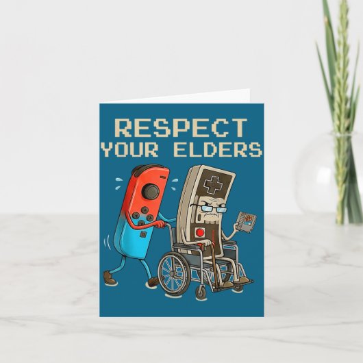 Respect Your Elders Retro Gaming Controller Funny Kaart (Voorkant)