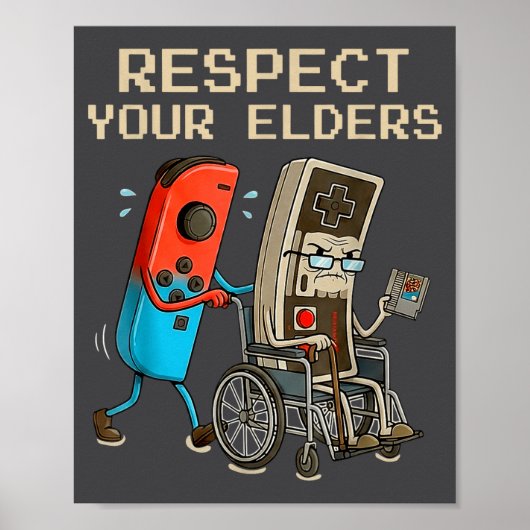 Respect Your Elders Retro Gaming Controller Funny  Poster (Voorkant)