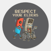 Respect Your Elders Retro Gaming Controller Funny  Ronde Sticker (Voorkant)